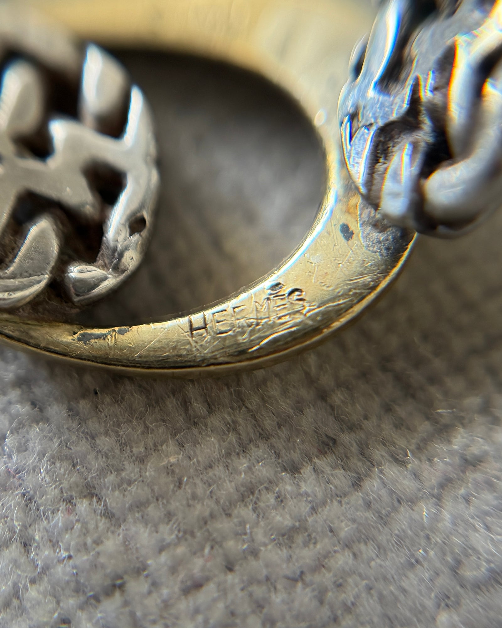 Hermes Sangew de K18 gold×silver ring エルメス サングルドゥ シルバー リング