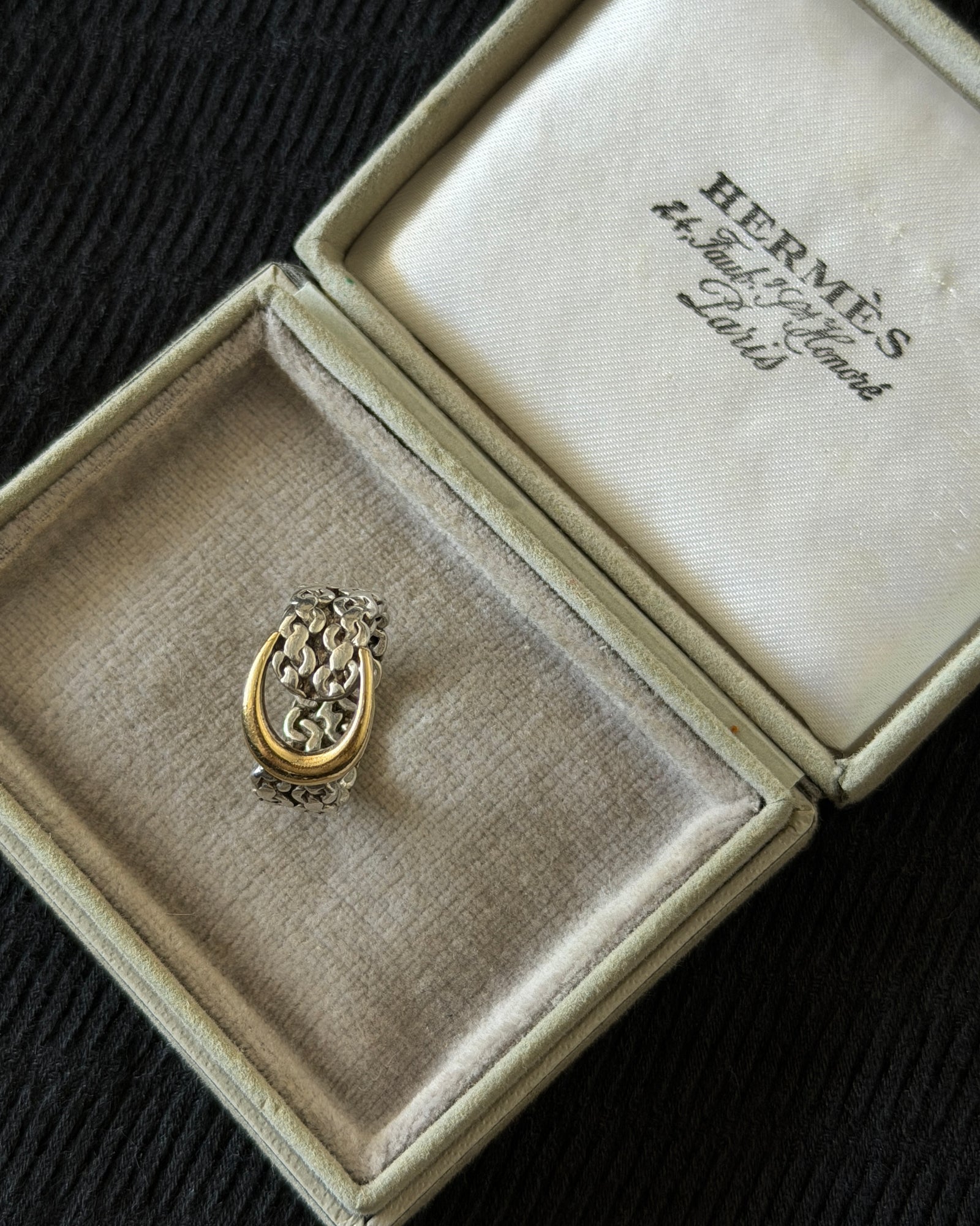 Hermes Sangew de K18 gold×silver ring エルメス サングルドゥ シルバー リング