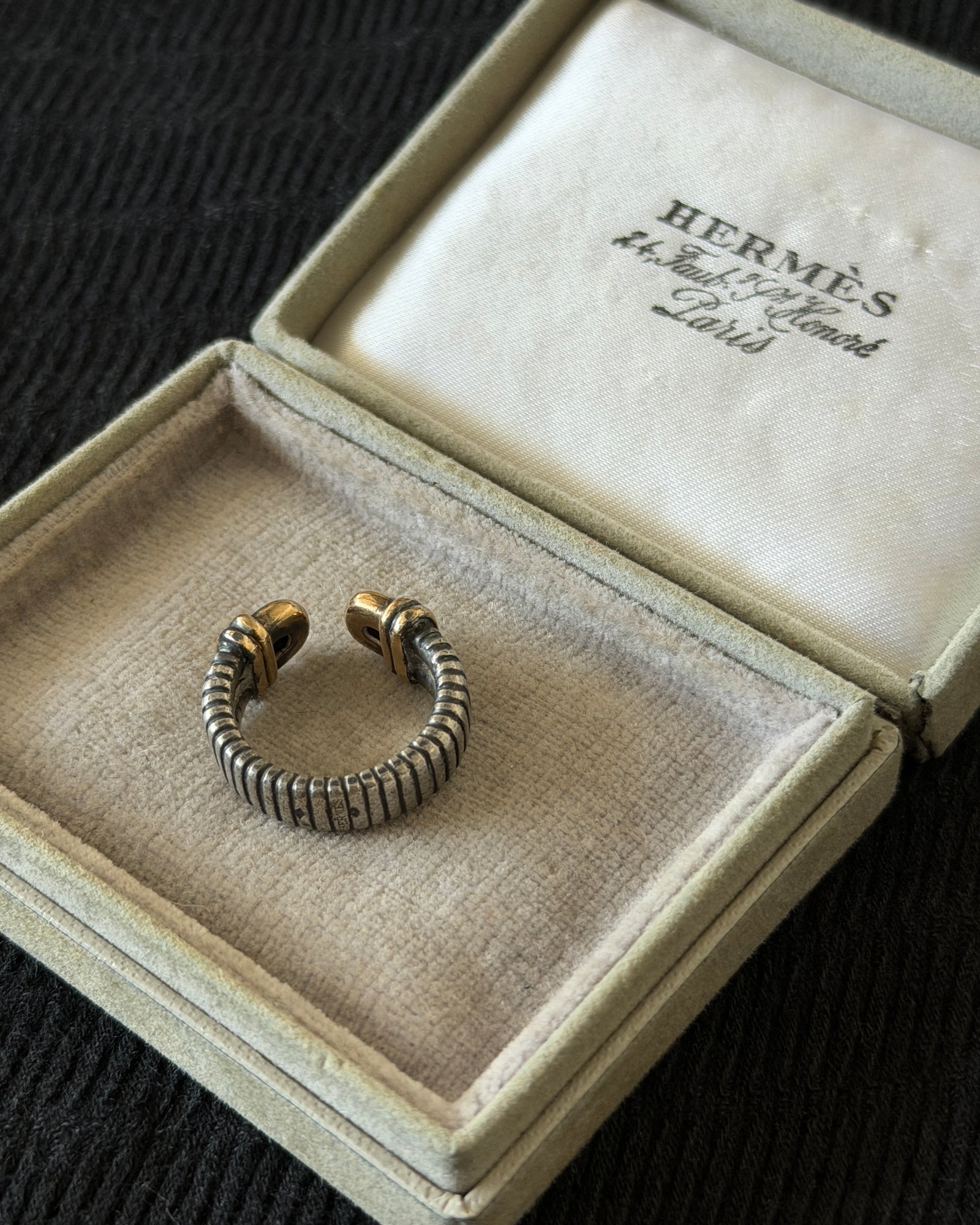 Hermes K18 gold×silver ring エルメス ヴィンテージ ゴールド シルバー コンビ リング
