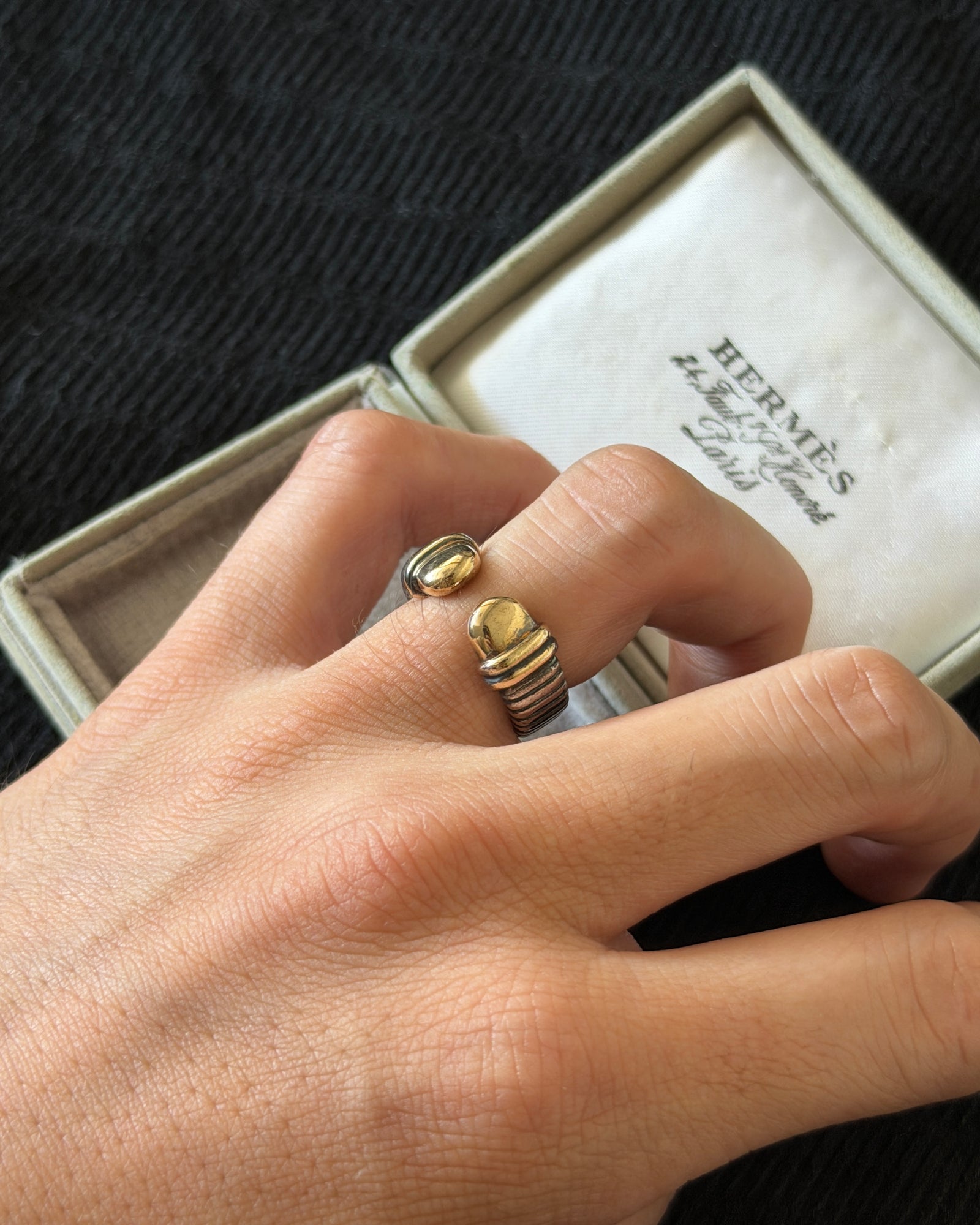 Hermes K18 gold×silver ring エルメス ヴィンテージ ゴールド シルバー コンビ リング