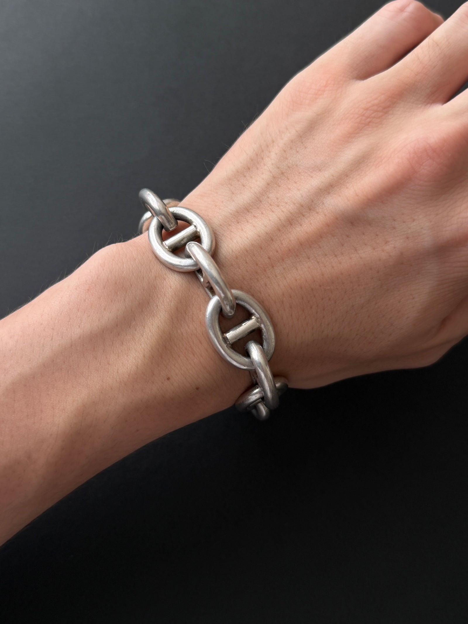 French Vintage Anchor Chain Silver Bracelet circa 1960s フランス ヴィンテージ アンカーチェーン シルバーブレスレット