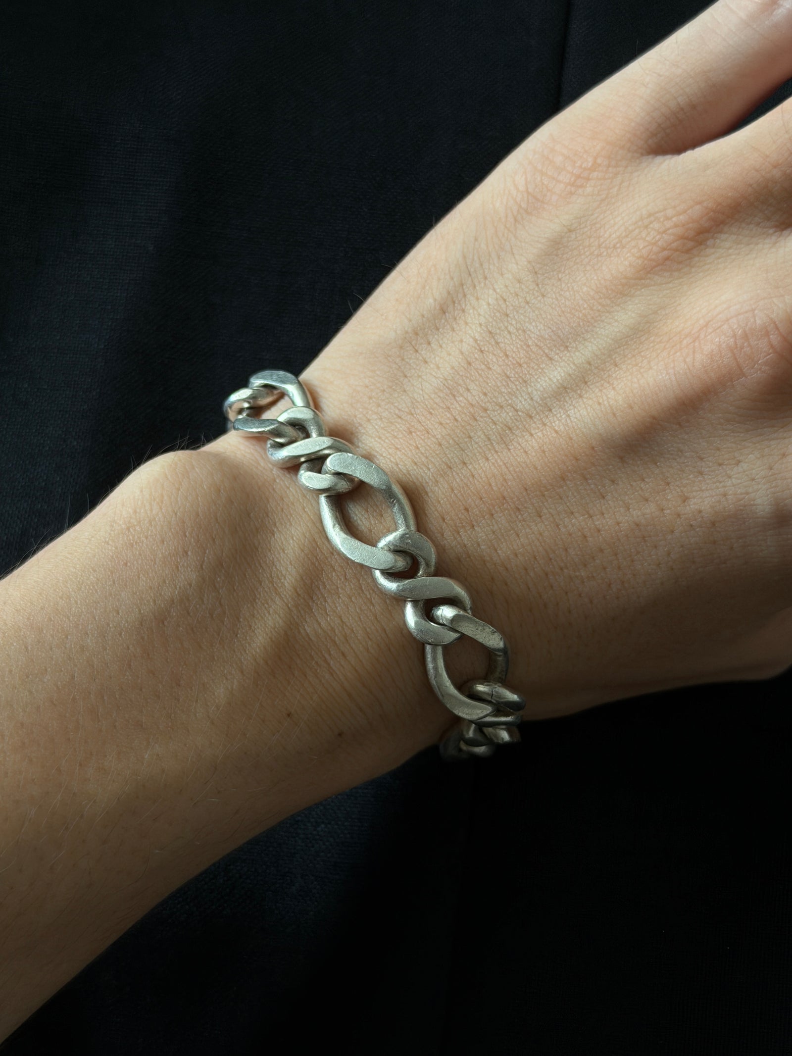 French Vintage Anchor Chain Silver Bracelet